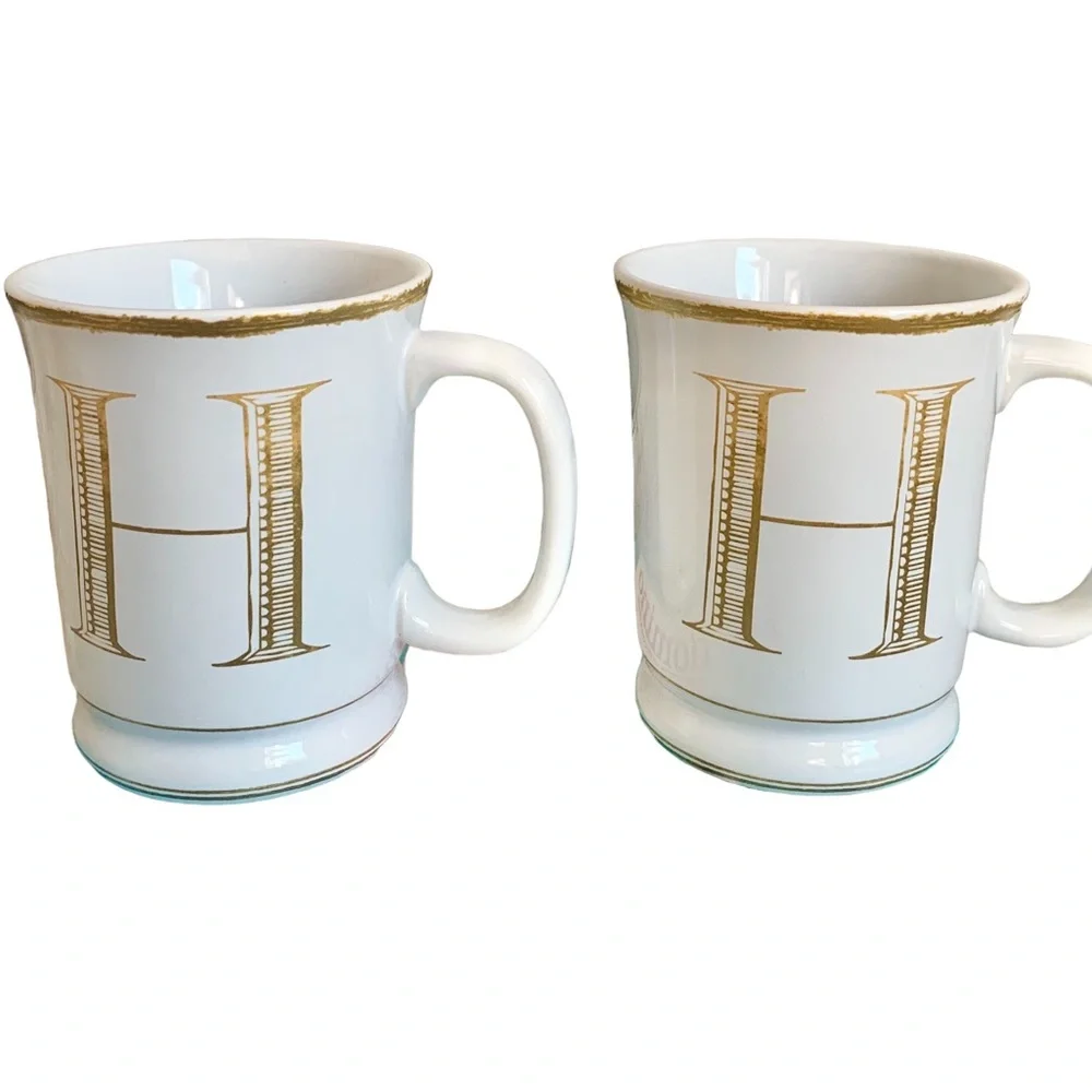 2-Williams Sonoma Initial monogram K Coffee Mug